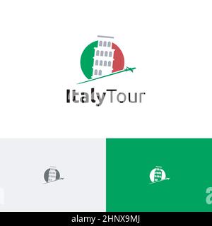 Pisa Torre Pendente Italia Tour Travel Holiday Vacation Agency Logo Illustrazione Vettoriale