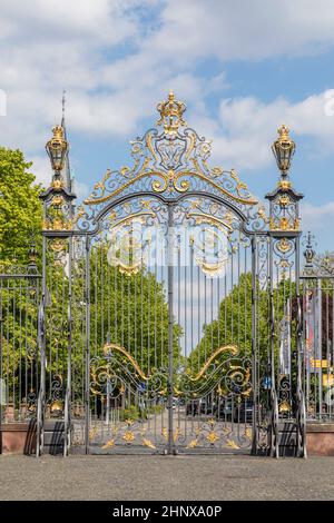 Porta del castello Phillipsruhe a Hanau, Germania. Foto Stock