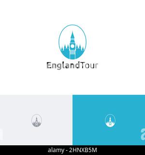 Big ben London City England Tour Travel Holiday Vacation Agency Logo Illustrazione Vettoriale