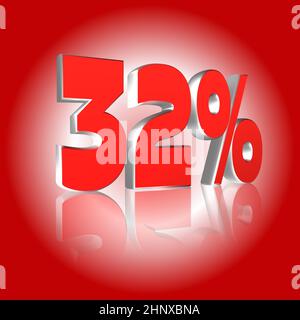 32%, 32% come illustrazione 3D, rendering 3D Foto Stock