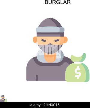 Icona vettoriale semplice burglar. Modello di disegno del simbolo di illustrazione per l'elemento dell'interfaccia utente mobile Web. Illustrazione Vettoriale