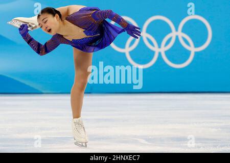 Pechino, Hebei, Cina. 17th Feb 2022. Kaori Sakamoto (JPN) nel programma gratuito di pattinaggio a figure femminili durante i Giochi Olimpici invernali di Pechino 2022 al Capital Indoor Stadium. (Credit Image: © David G. McIntyre/ZUMA Press Wire) Foto Stock