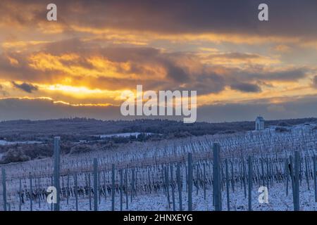 Calvario vicino a Hnanice, regione di Znojmo, Moravia meridionale, Repubblica Ceca Foto Stock