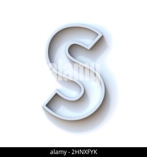 Carattere con contorno estruso grigio con illustrazione di rendering 3D Shadow Letter S isolata su sfondo bianco Foto Stock