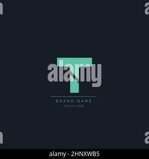 Logo T di lusso minimal, illustrazioni vettoriali iniziali basate su icone. Illustrazione Vettoriale