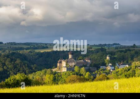 Castello di Sovinec a Nizky Jesenik, Moravia settentrionale, repubblica Ceca Foto Stock