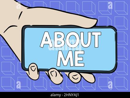 Testo che mostra ispirazione Chi sono, Foto concettuale che dice a qualcuno la lista delle vostre buone e cattive proprietà Illustrazione della mano dell'adulto che tiene Showin mobile Foto Stock