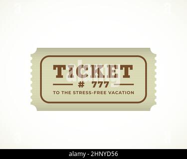 Semplice biglietto vettoriale per una vacanza senza stress illustrazione astratta, icona, segno. Voucher viaggio ricreativo concetto isolato Illustrazione Vettoriale