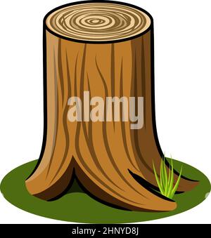 Vector tree stump Pro realistici per cartone animato. Immagine vettoriale isolata su bianco. Ottimo per la decorazione dei cartoni animati e le animazioni di gioco Illustrazione Vettoriale