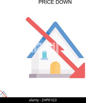 Icona vettore semplice Price Down. Modello di disegno del simbolo di illustrazione per l'elemento dell'interfaccia utente mobile Web. Illustrazione Vettoriale