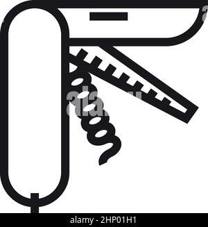 Coltello svizzero per l'esercito. Icona MultiTool. Attrezzo di metallo pieghevole Illustrazione Vettoriale