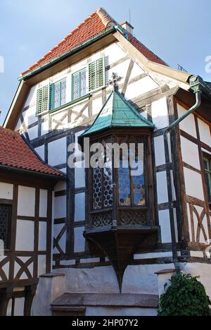Castello di Wartburg vicino a Eisenach: Cortile interno, Turingia, Germania, il Wartburg era il luogo dove Martin Lutero tradusse il nuovo Testamento Foto Stock