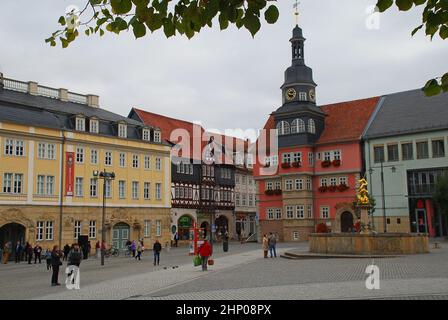 Il mercato di Eisenach in Turingia Foto Stock