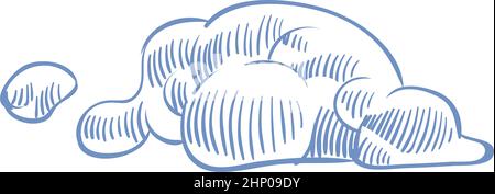 Schizzo cloud. Forma curva rotonda disegnata a mano Illustrazione Vettoriale