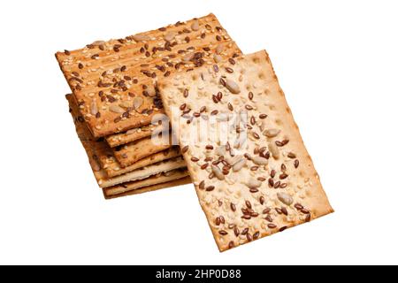 mazzo di biscotti con semi isolati su sfondo bianco. Foto di alta qualità Foto Stock