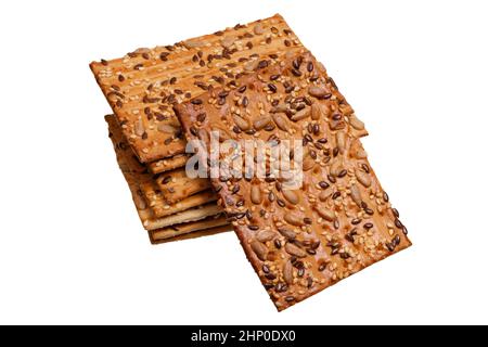 mazzo di biscotti con semi isolati su sfondo bianco. Foto di alta qualità Foto Stock