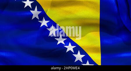 Bandiera Bosnia-Erzegovina - bandiera realistica di tessuto ondulato Foto Stock