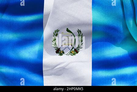 Bandiera Guatemala - bandiera realistica del tessuto ondulato Foto Stock