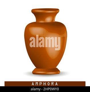 Vaso antico. Anfora greca. Vaso di argilla. Il flowerpot è classico. Vecchia anfora di argilla isolata su bianco Foto Stock