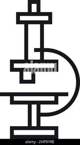 Icona microscopio. Strumento di laboratorio scientifico in stile lineare Illustrazione Vettoriale