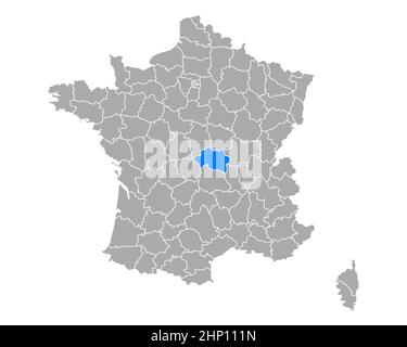 Allier sulla mappa di Francia Foto Stock