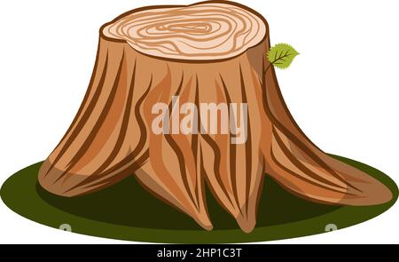 Vector tree stump Pro realistici per cartone animato. Immagine vettoriale isolata su bianco. Ottimo per la decorazione dei cartoni animati e le animazioni di gioco Illustrazione Vettoriale