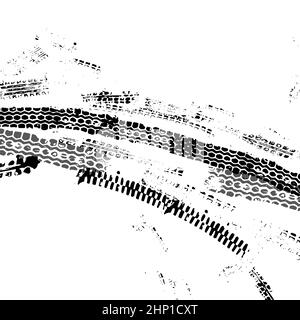 Tracce del battistrada di un'auto, di un motociclo o di una bicicletta. Motocross, rally, pista, tracce di ruote grunghe. Vettore. Illustrazione Vettoriale