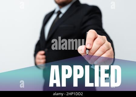 Vetrine applicate, Business showcase messe a uso pratico invece di essere teoricamente applicabile presentando nuovi piani e idee Demonstra Foto Stock