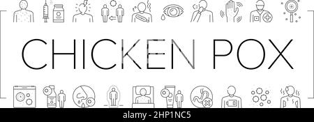 Chicken Pox Disease Collection icone Set Vector . Illustrazione Vettoriale