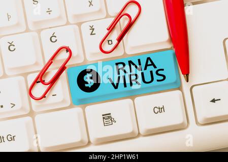 Caption concettuale RNA Virus, Business Overview un virus informazioni genetiche è memorizzato in forma di RNA Abstract inviando messaggi multipli Online, Ty Foto Stock