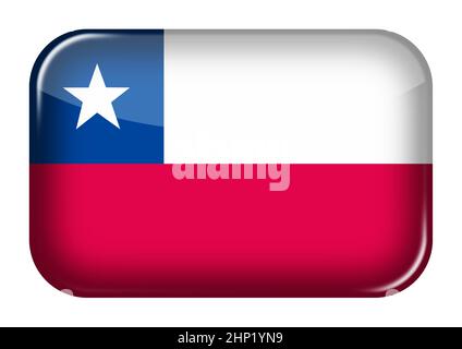 Un pulsante rettangolo con icona web in Cile con disegno 3d del tracciato di ritaglio Foto Stock