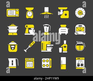 Set di icone per elettrodomestici da cucina Illustrazione Vettoriale