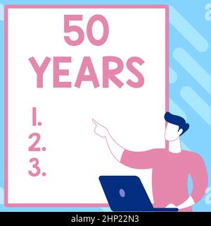 Caption concettuale 50 anni, Business idea onorare Ruby Jubilee commemorando un giorno speciale Semicentennial creazione di un nuovo sistema di archiviazione computerizzato, F Foto Stock