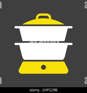 Icona vettore caldaia doppia. Apparecchio da cucina Illustrazione Vettoriale