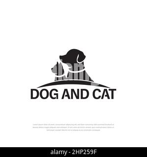 Logo del negozio di animali domestici del gatto del cane. Logo in PET. Logo. Logo per la cura del corpo in PET Illustrazione Vettoriale