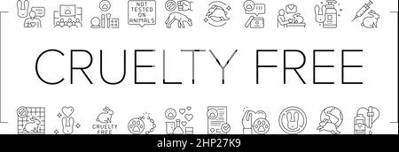Crudeltà Free Animals Collection icone Set Vector . Illustrazione Vettoriale
