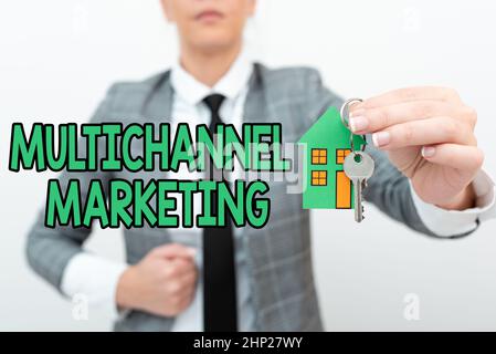 Testo che mostra l'ispirazione Marketing multicanale, approccio aziendale per un consumatore da acquistare in qualsiasi modo è più facile pianificare il passaggio a una nuova casa Foto Stock