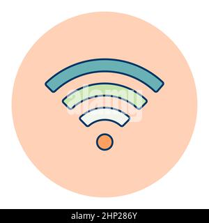 Icona isolata vettoriale piatta della rete wireless Wi Fi. Simbolo grafico per il disegno di applicazioni e siti Web di telecomunicazioni, logo, app, UI Foto Stock