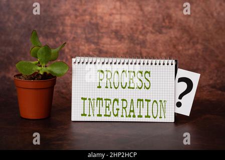 Cartello con la scritta Process Integration, Conceptual Photo Connectivity of Systems Services and Information Brainstorming la Nuova idea di soluzioni e A Foto Stock