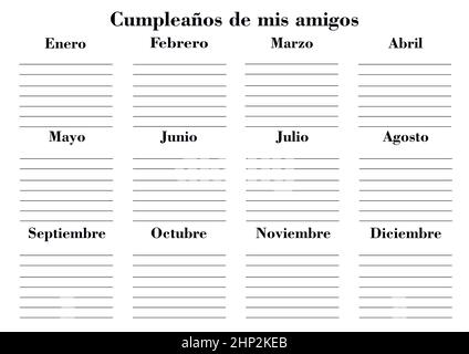 Agenda di compleanno degli amici. Calendario annuale del compleanno degli  amici in lingua francese. Nota vuota per elenco attività. Pianificatore di  compleanni di amici in francese. E Foto stock - Alamy