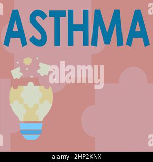 Segno di testo che mostra Astma, concetto di business condizione respiratoria segnata da spasmi nei bronchi dei polmoni Abstract Brainstorming problema e Solut Foto Stock