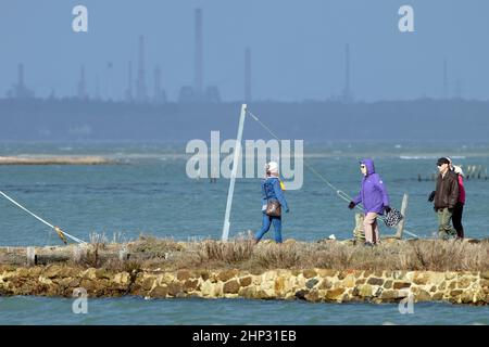 Newtown,Nature,Reserve,Fawley,Oil,gas,raffineria,New Forest,Hampshire,The Solent,Isola di Wight,Inghilterra,UK,Gran Bretagna,Britannica, Foto Stock