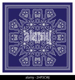 Bandana Shawl, stampa tessuto tovaglia, sciarpa collo di seta, fazzoletto design, ornamento Paisley, Modello quadrato. Foto Stock