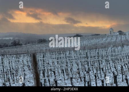 Calvario vicino a Hnanice, regione di Znojmo, Moravia meridionale, Repubblica Ceca Foto Stock