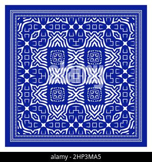 Bandana Shawl, stampa tessuto tovaglia, sciarpa collo di seta, fazzoletto design, ornamento Paisley, Modello quadrato. Foto Stock