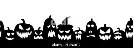 Scarry seamless sfondo con diverse varietà di zucche di Halloween formati Illustrazione Vettoriale