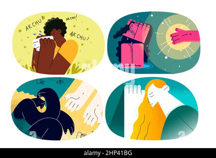 La donna infelice soffre di depressione ottenere una mano d'aiuto per recuperare. Triste persona stressata lotta con disturbo mentale o rottura nervosa. Consulenza a Foto Stock