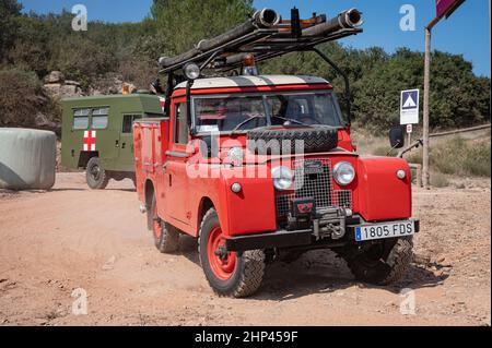 Vecchia Land Rover Santana Serie II dei pompieri Foto Stock