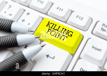 Visualizzazione concettuale Killing Point, Business idea fase fine revisione fase Gate Valutazione progetto No Go digitando protocolli di rete online, creazione di nuovo Fir Foto Stock