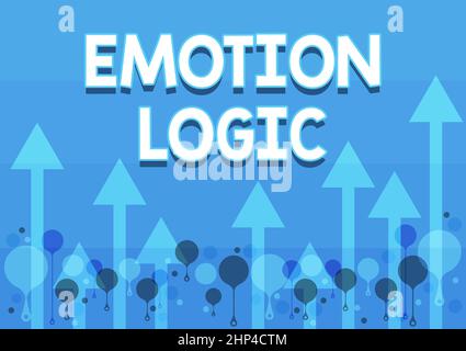 Ispirazione che mostra segno Emotion Logic, Conceptual Photo Heart o Brain Soul o intelligenza confusione equilibrio uguale Illustrazione di un lungo Flo frecce Foto Stock